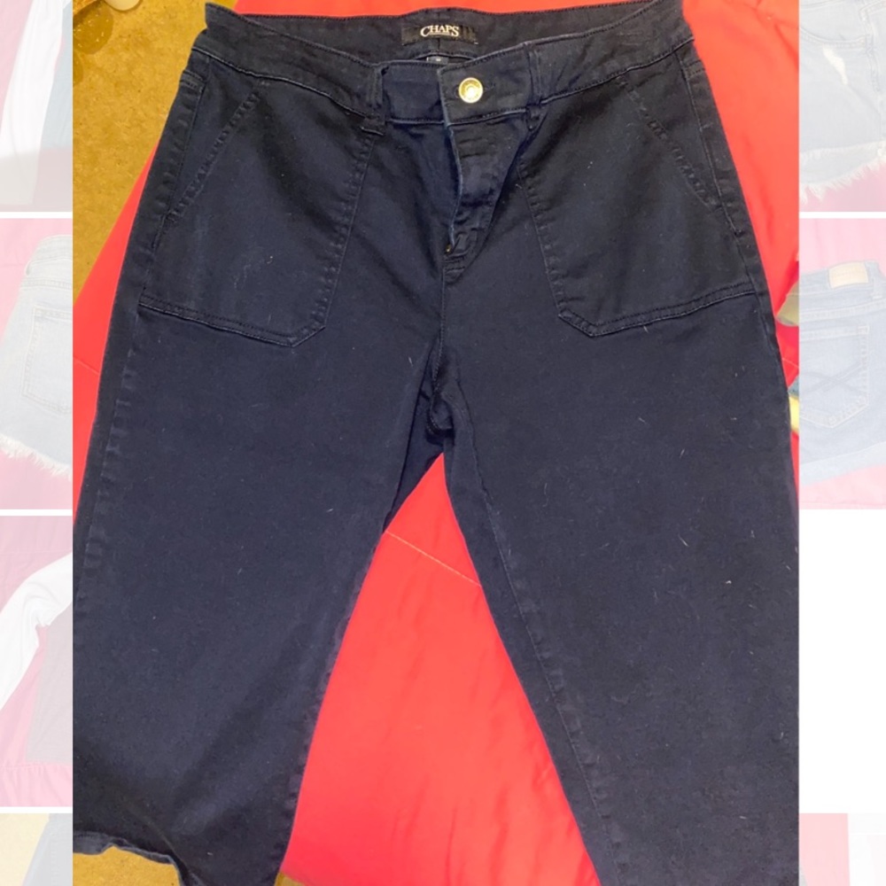 dark blue chaps capris